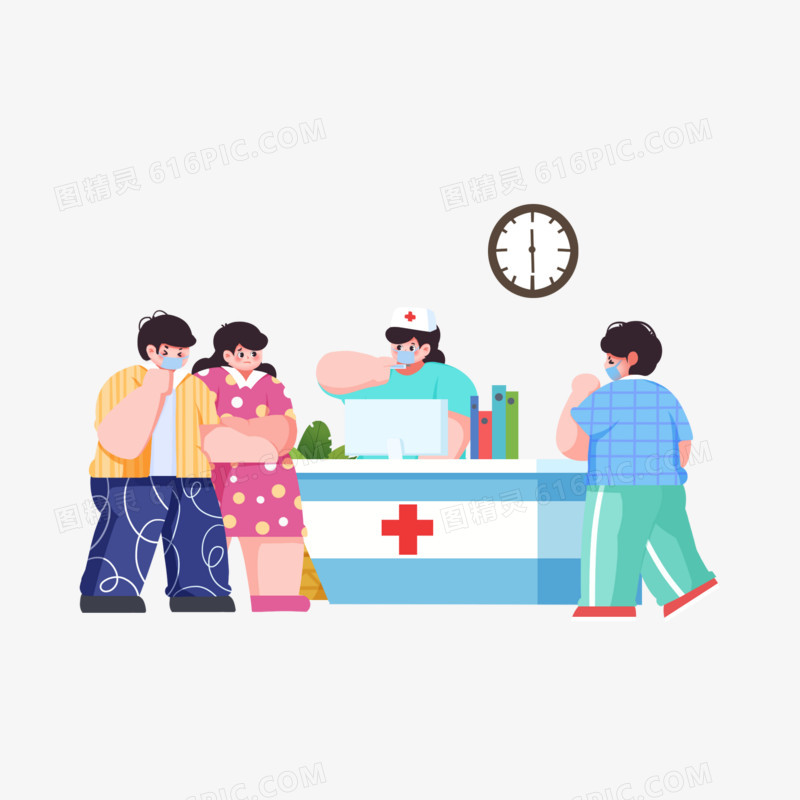 医院前台咨询护士病人患者治疗元素