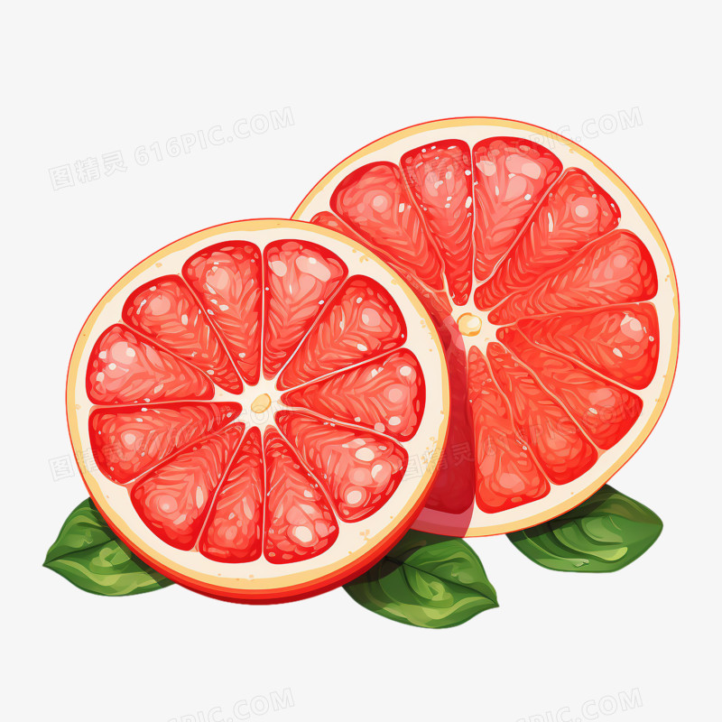 红色西柚水果插画