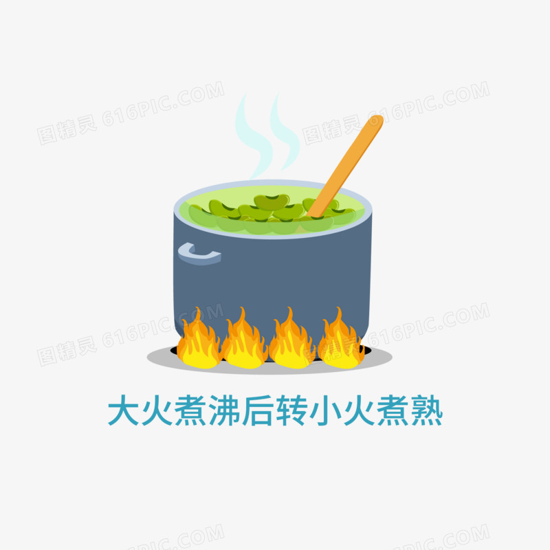 矢量绿豆汤制作的过程元素四