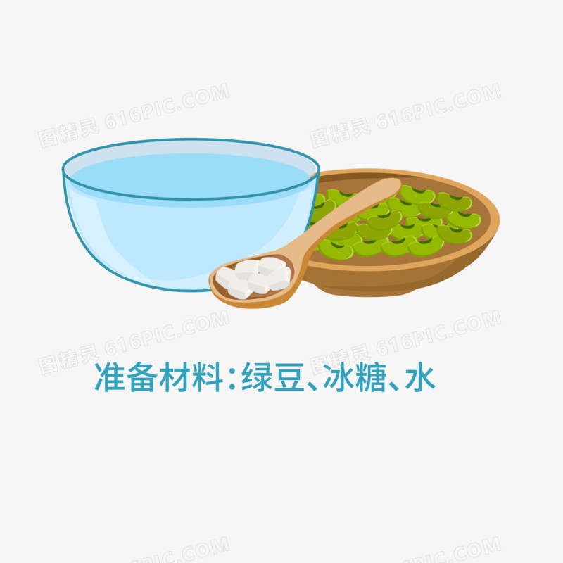 矢量绿豆汤制作的过程元素一