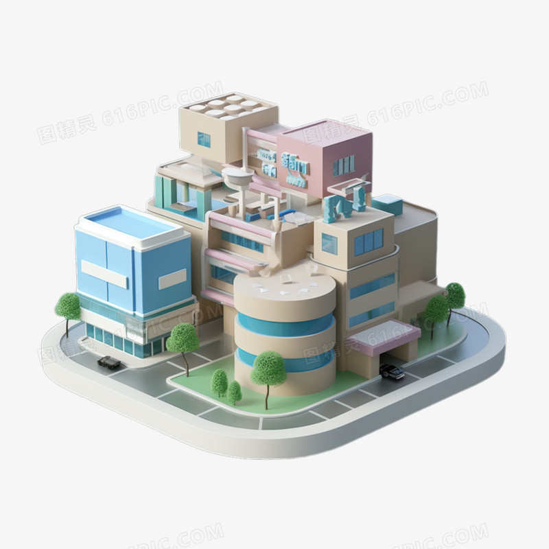 3D立体微型社区周边建筑免抠素材