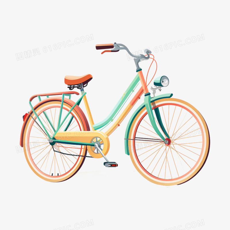 彩色自行车单车插画