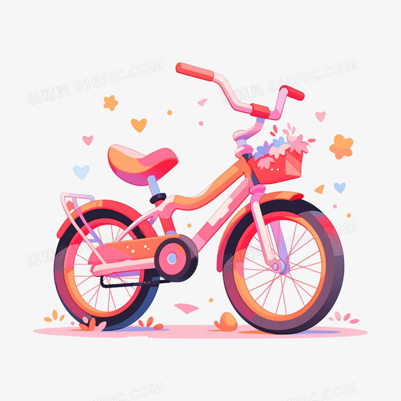 红色卡通自行车单车插画