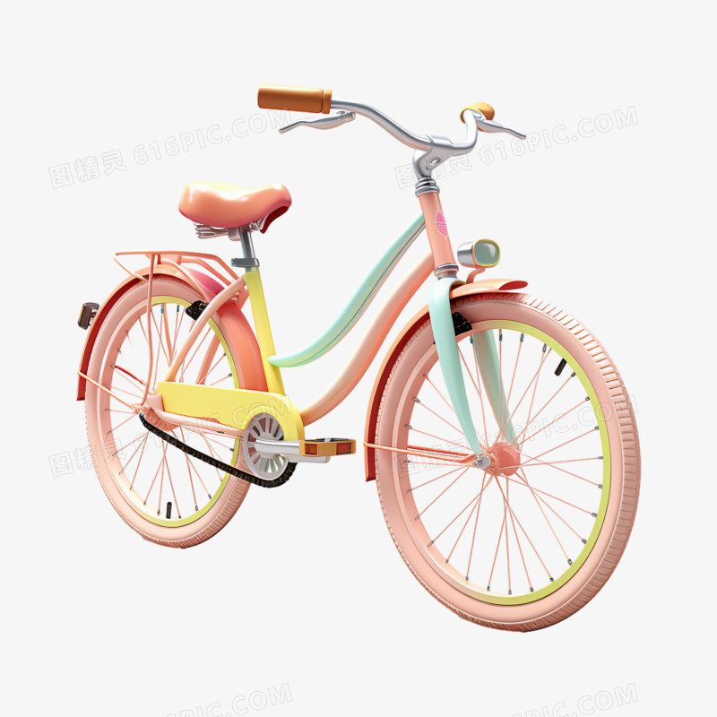 3d彩色自行车单车插画