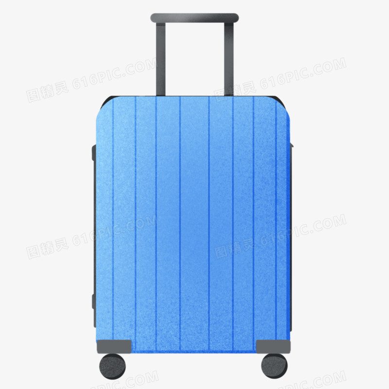 手绘蓝色行李箱素材