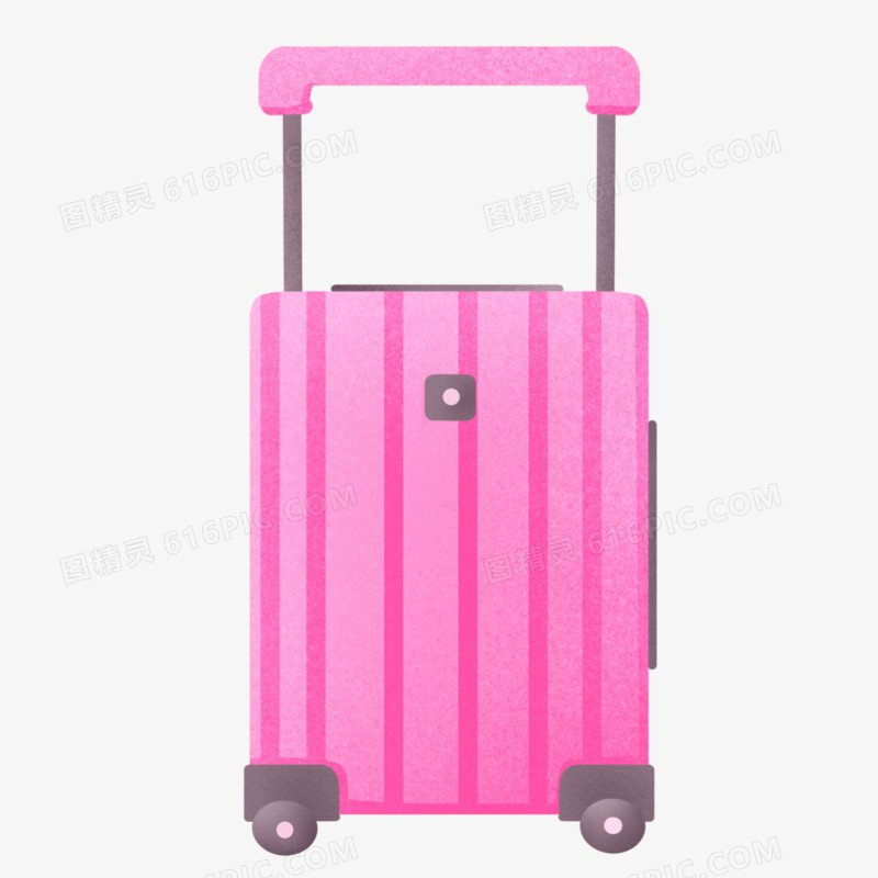 手绘粉色行李箱素材