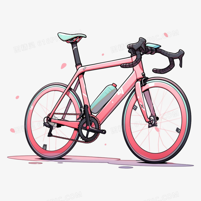 粉色山地自行车单车插画
