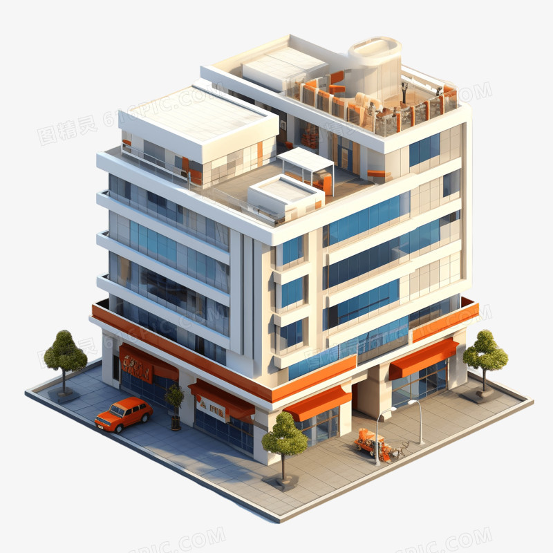 3D立体商务建筑免抠元素
