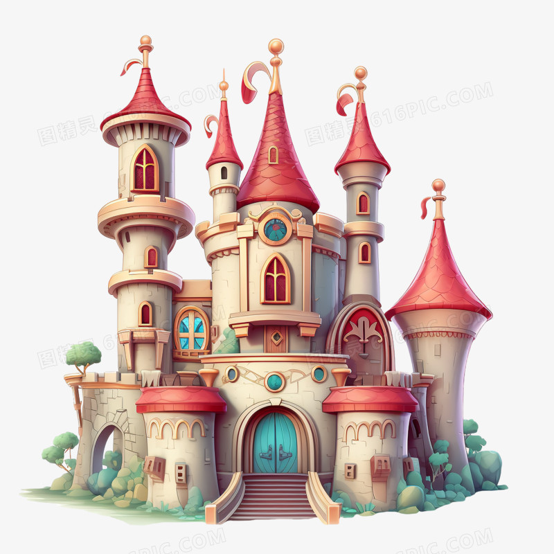 卡通彩色漂亮城堡元素