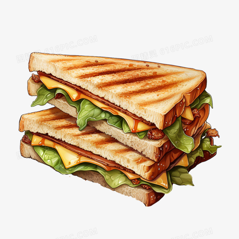 三明治三文治面包片吐司食物食品元素