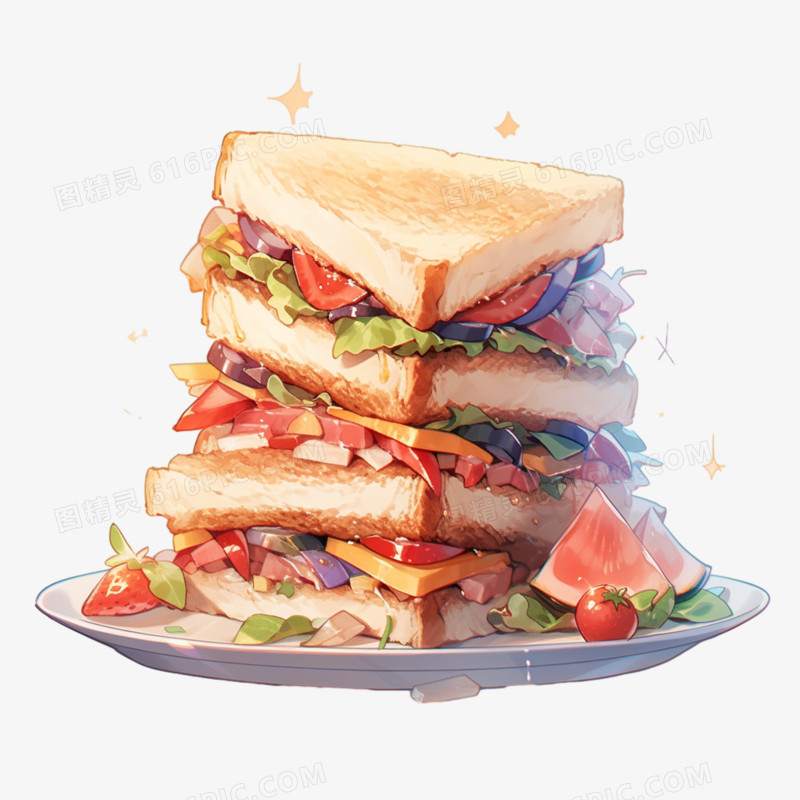 三明治三文治面包片吐司食物食品元素