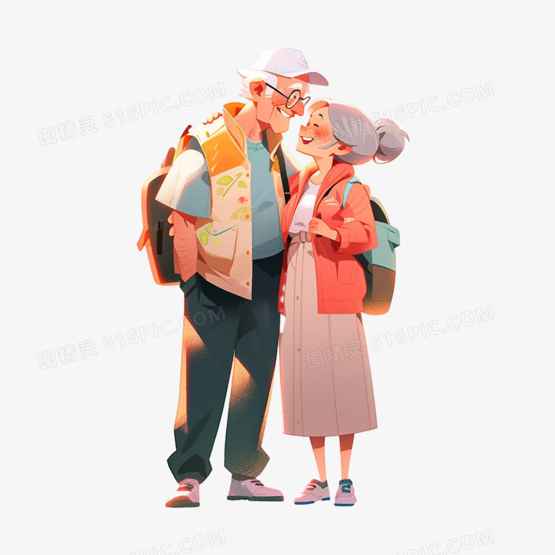 关爱老人老年夫妻年迈的夫妇人物元素
