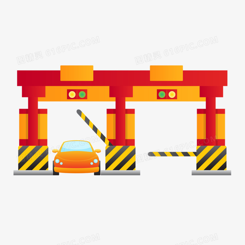 手绘矢量高速收费站素材