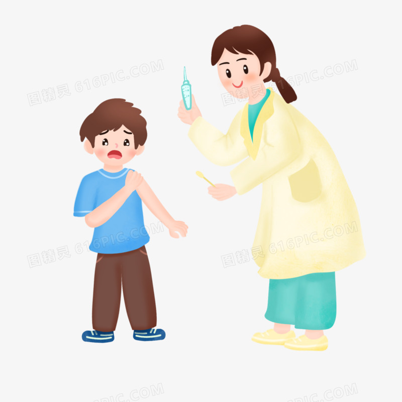 护士给男生打疫苗插画元素