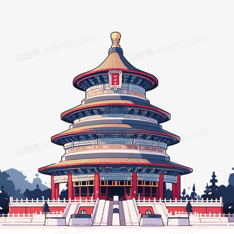 中国天坛古代建筑地标元素