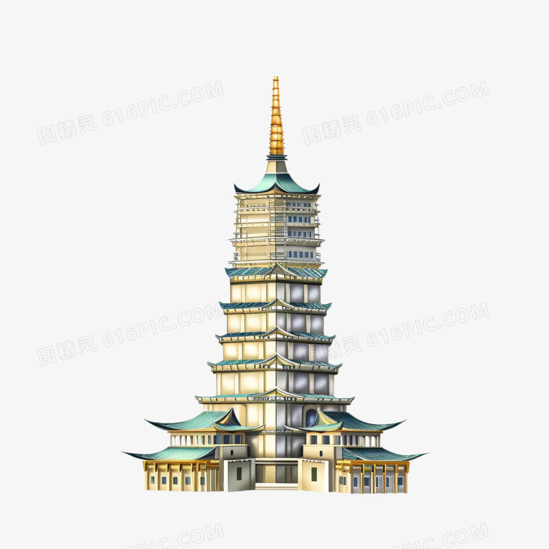 杭州雷峰塔建筑地标元素