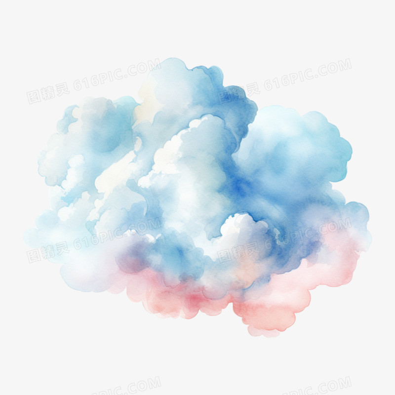 一朵彩色的水彩云朵