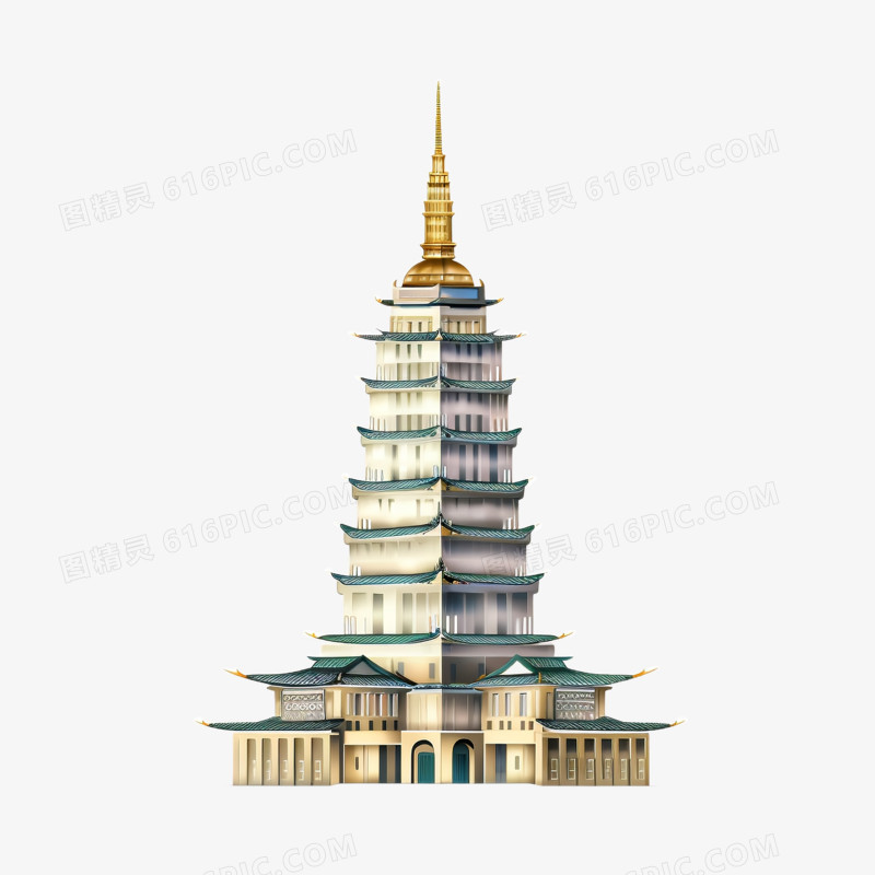 杭州雷峰塔建筑地标元素
