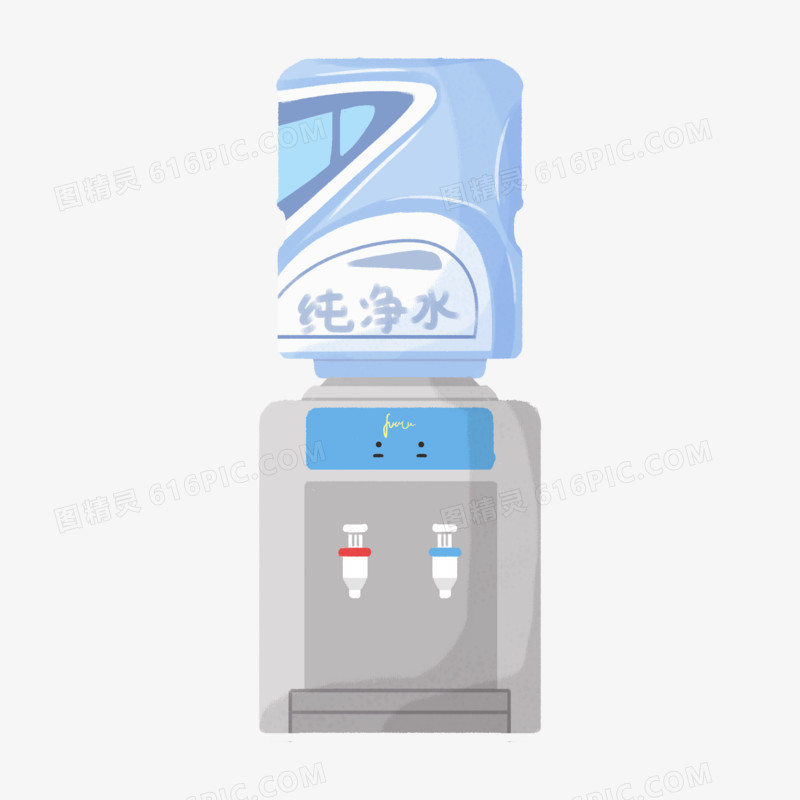 手绘卡通饮水机水桶元素