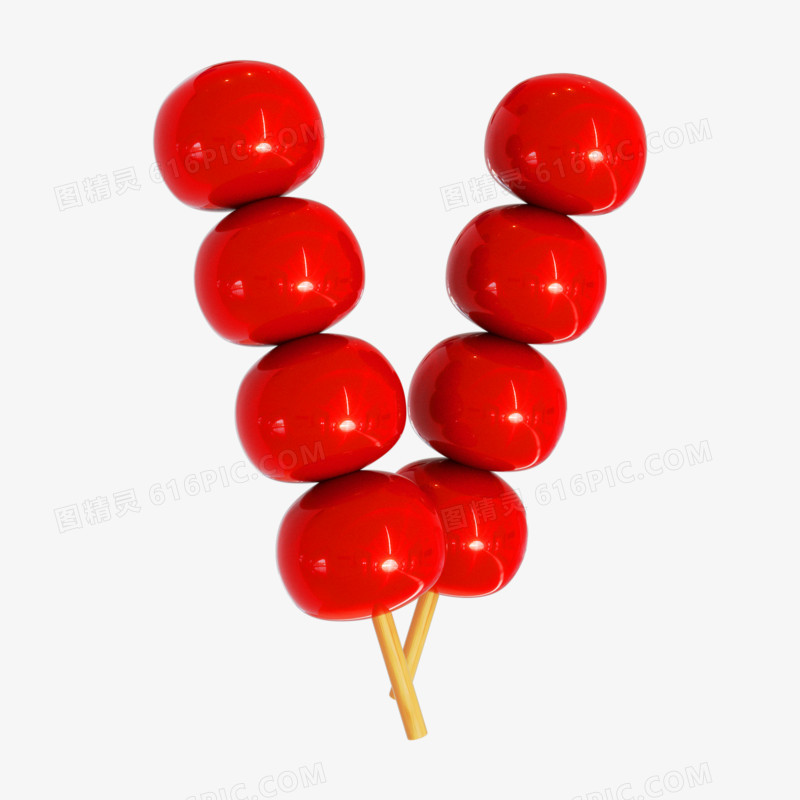 C4D红色山楂糖葫芦3d元素