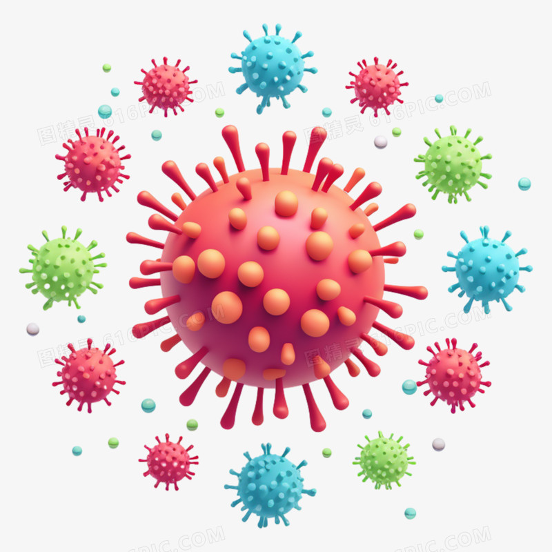 3D立体病毒概念图免抠元素