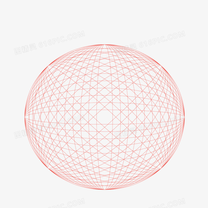 红色网状线条科技椭圆