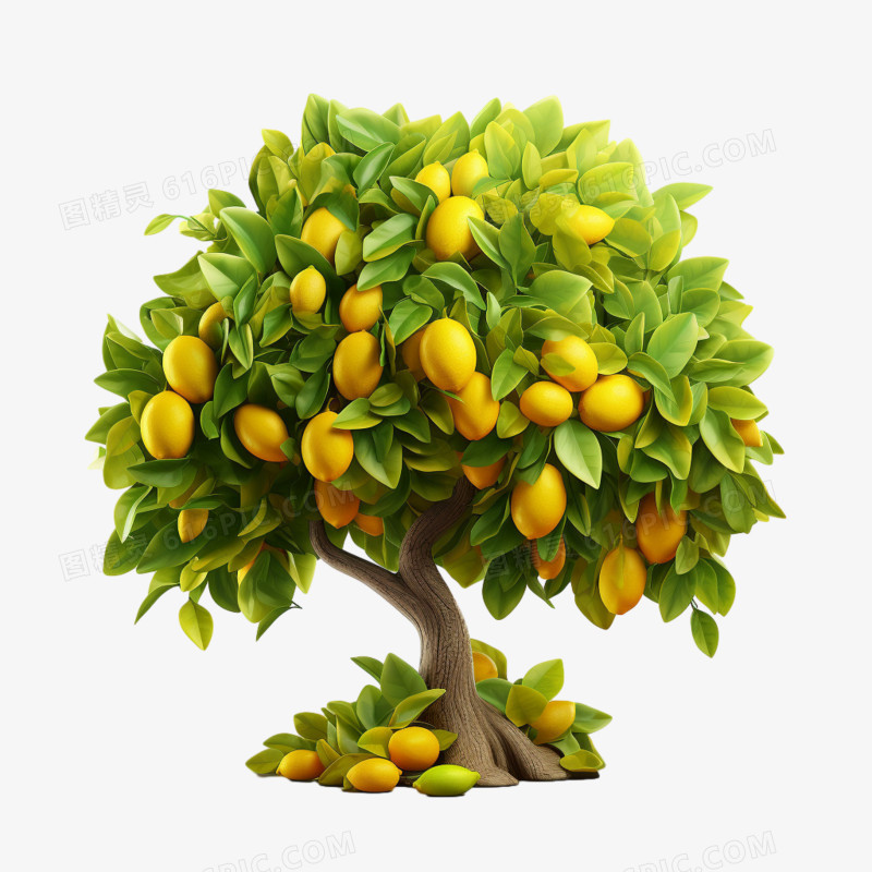 3d立体柠檬树免抠素材