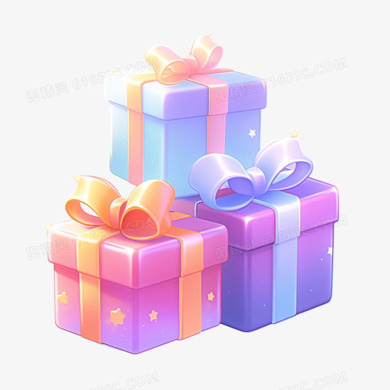 3d立体彩色的礼物盒免抠素材