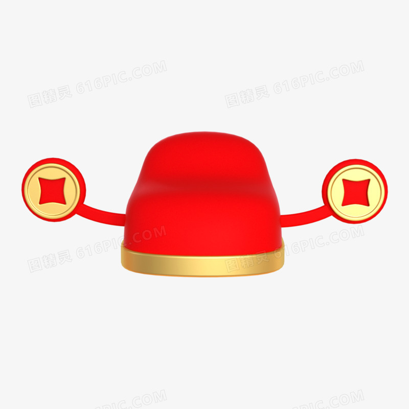 C4D红色财神帽3d元素