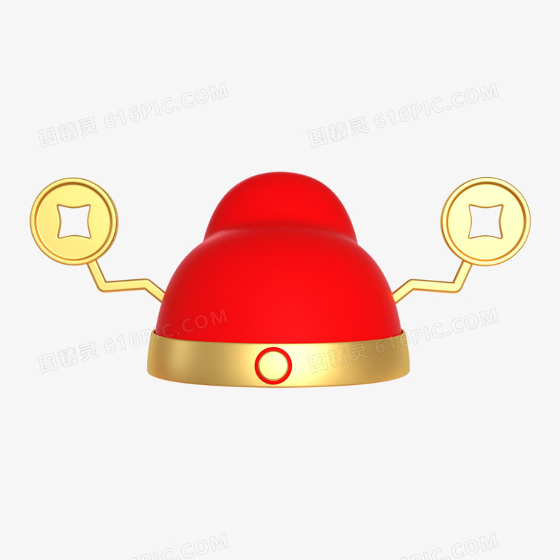 红色C4D财神帽3d素材