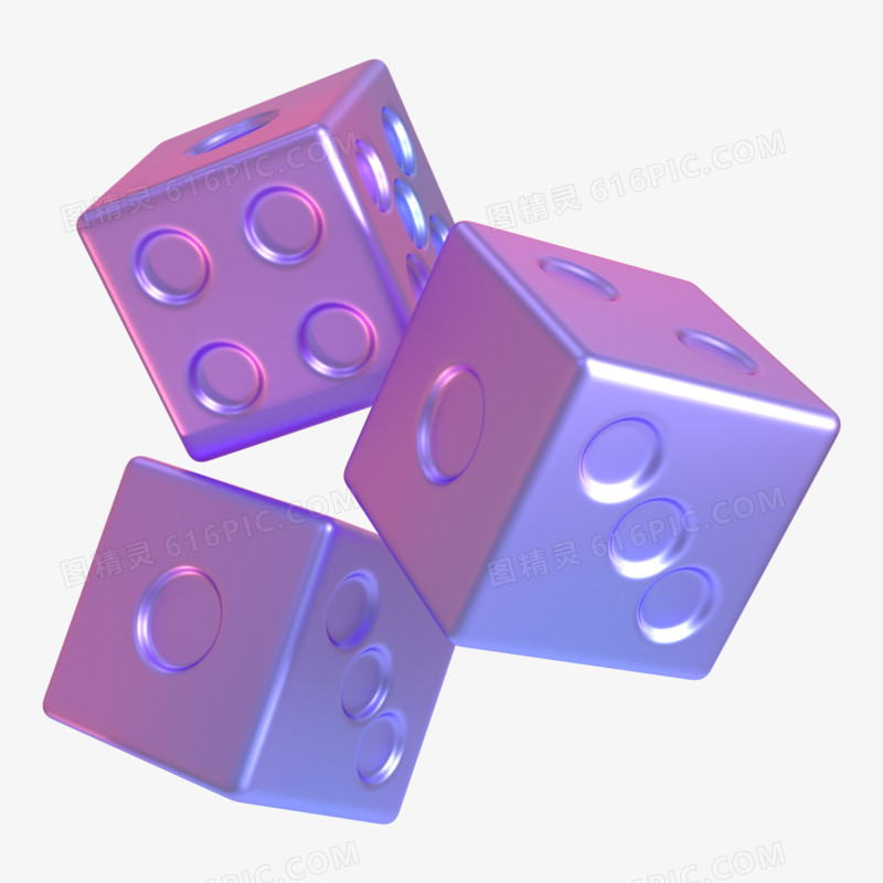 C4D紫色渐变骰子3d元素