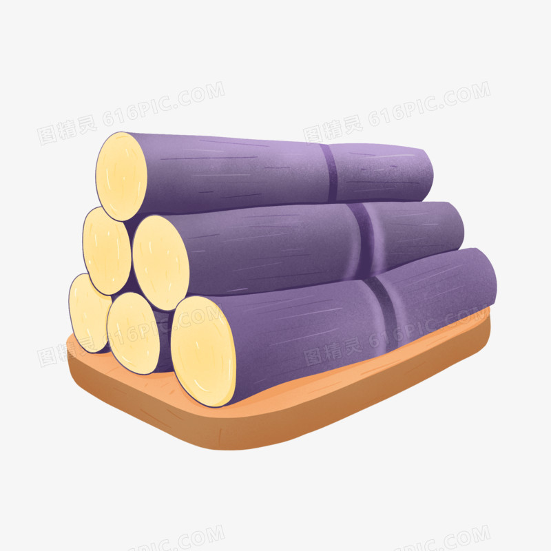 手绘水果紫色甘蔗素材