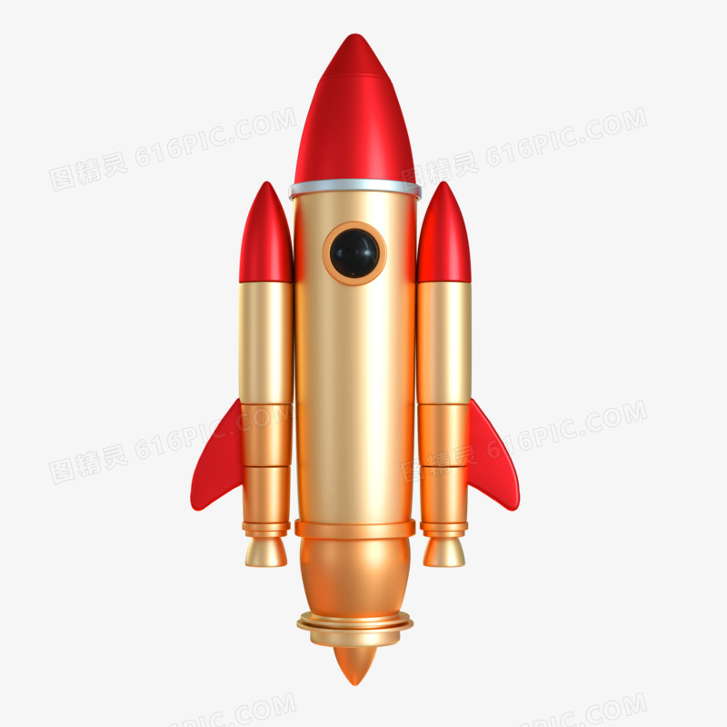 C4D金色火箭3d素材
