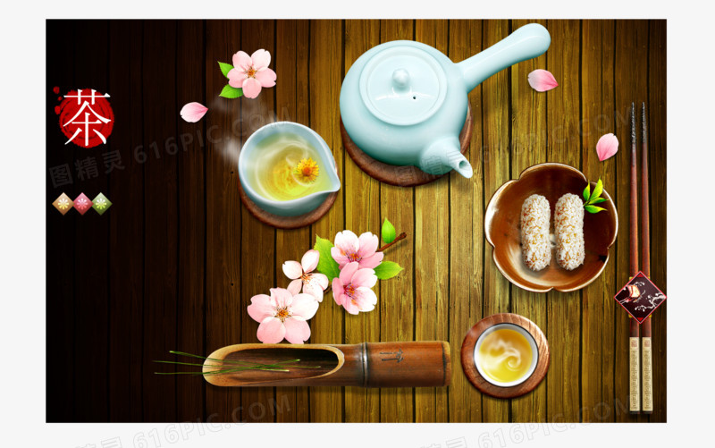 传统茶点文化背景素材