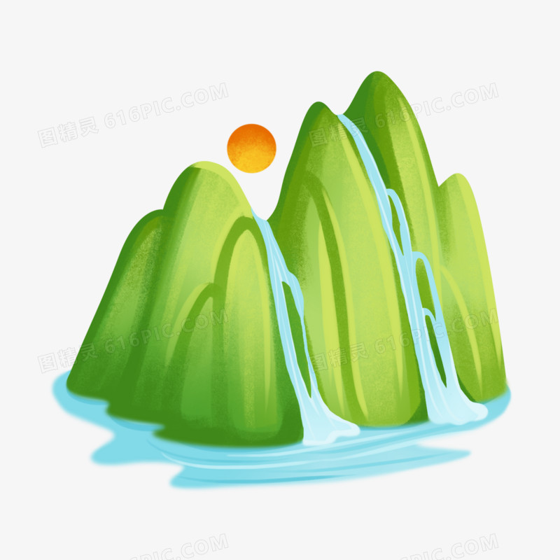 一组卡通中式青绿山水套图合集元素二
