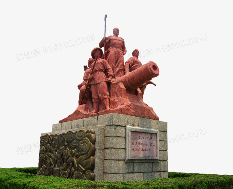 鸦片战争英雄人物大炮雕像