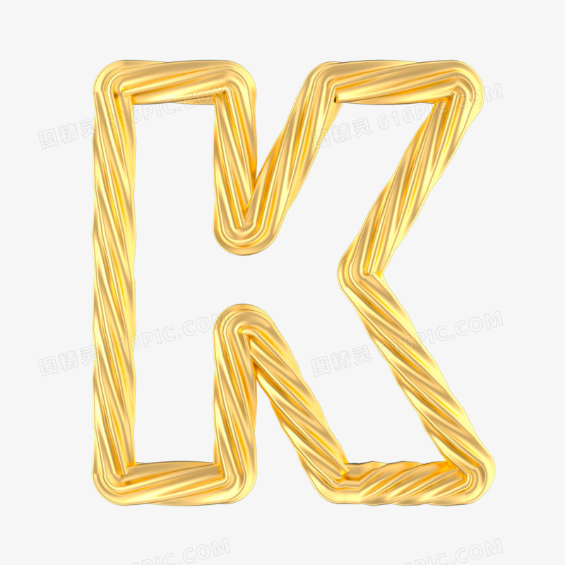 c4d立体金色造型英文字母模型K