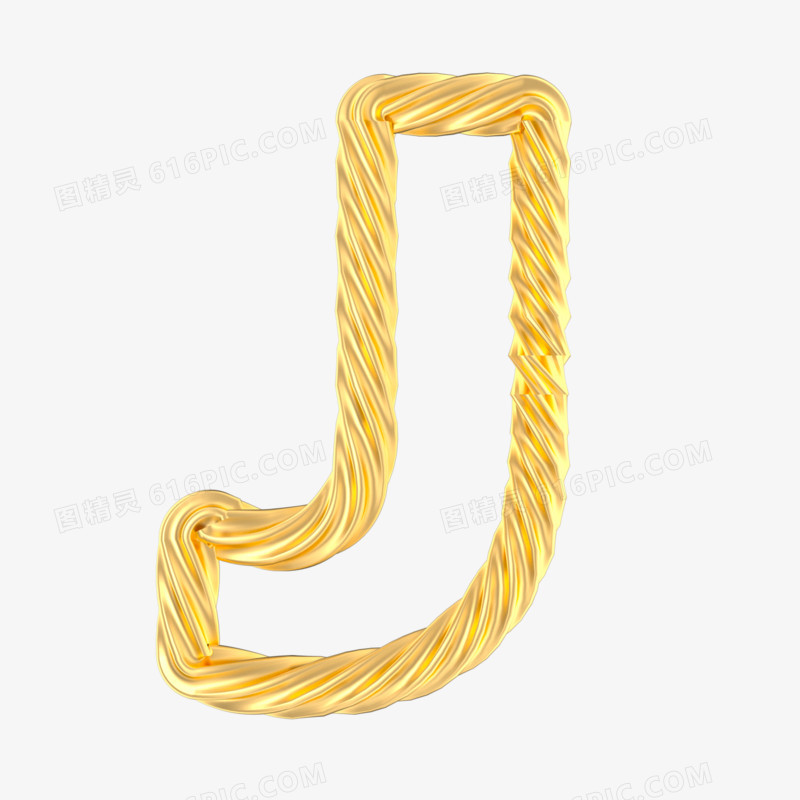 c4d立体金色造型英文字母模型J