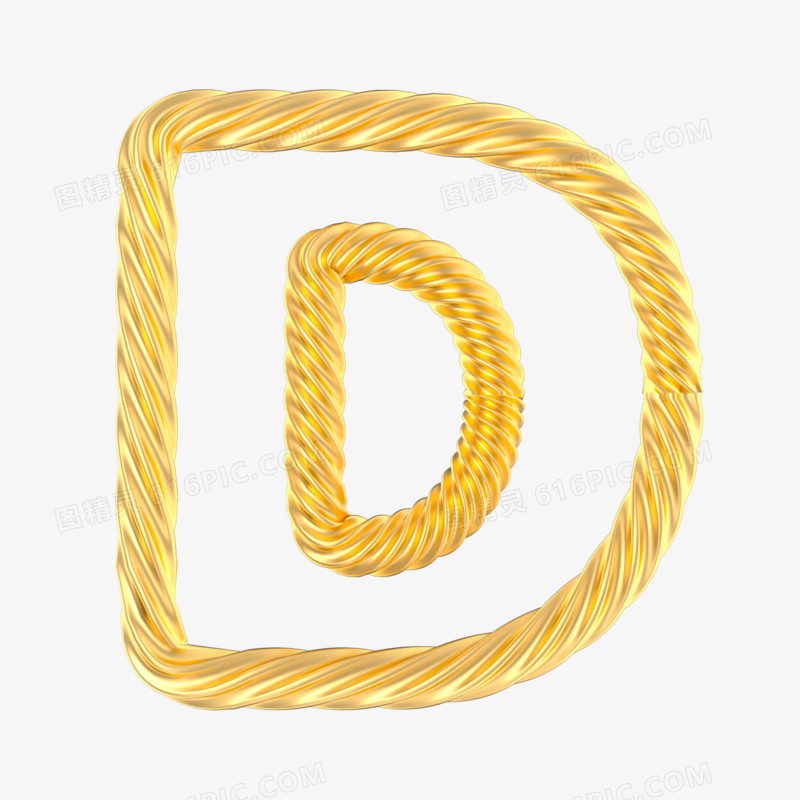 c4d立体金色造型英文字母模型D