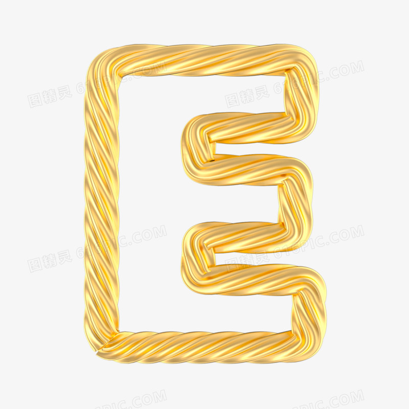 c4d立体金色造型英文字母模型E