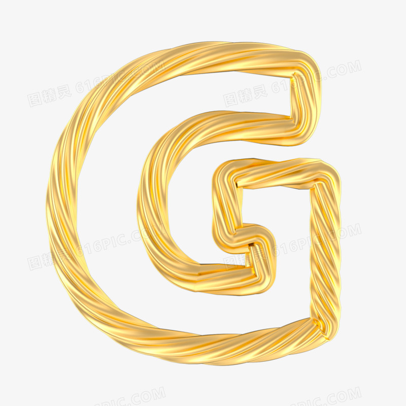 c4d立体金色造型英文字母模型G