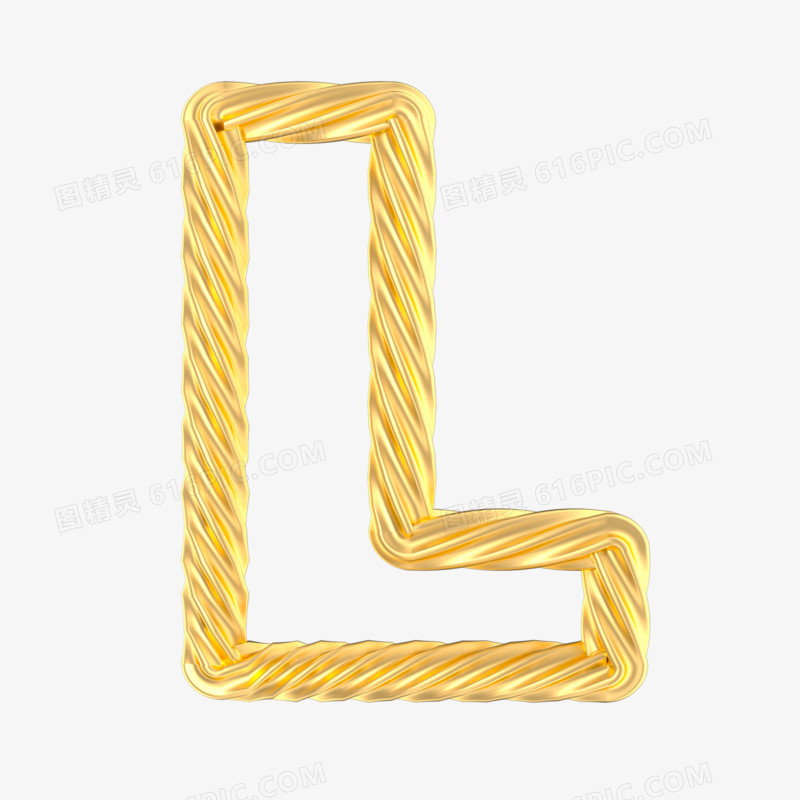c4d立体金色造型英文字母模型L