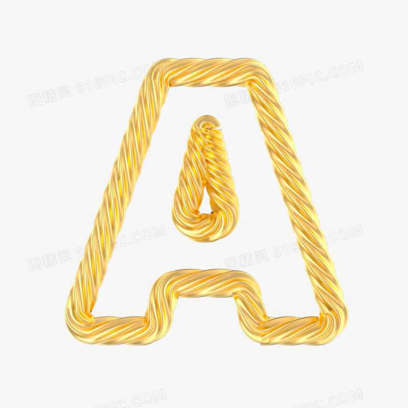 c4d立体金色造型英文字母模型A