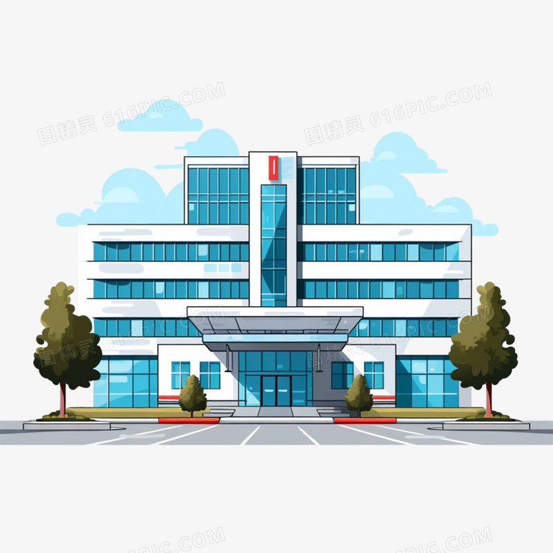 平面插画医院建筑免抠元素