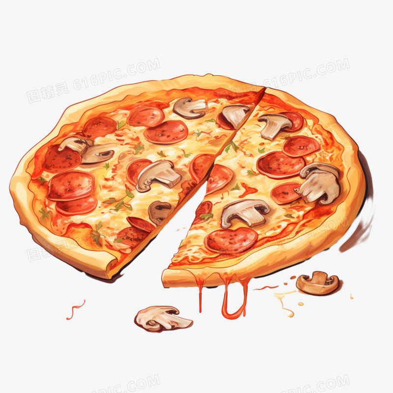 插画风披萨免抠元素