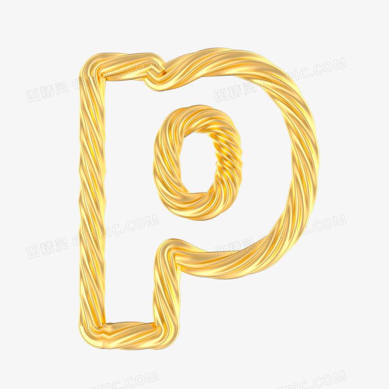 一组c4d立体金色造型英文字母模型P