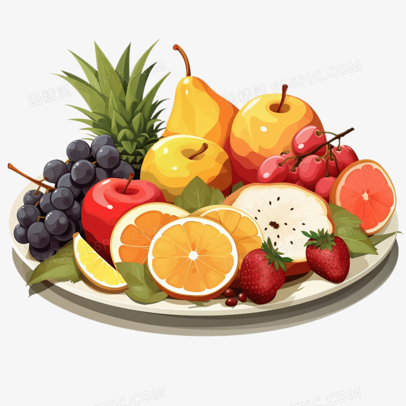 手绘素食水果免抠元素