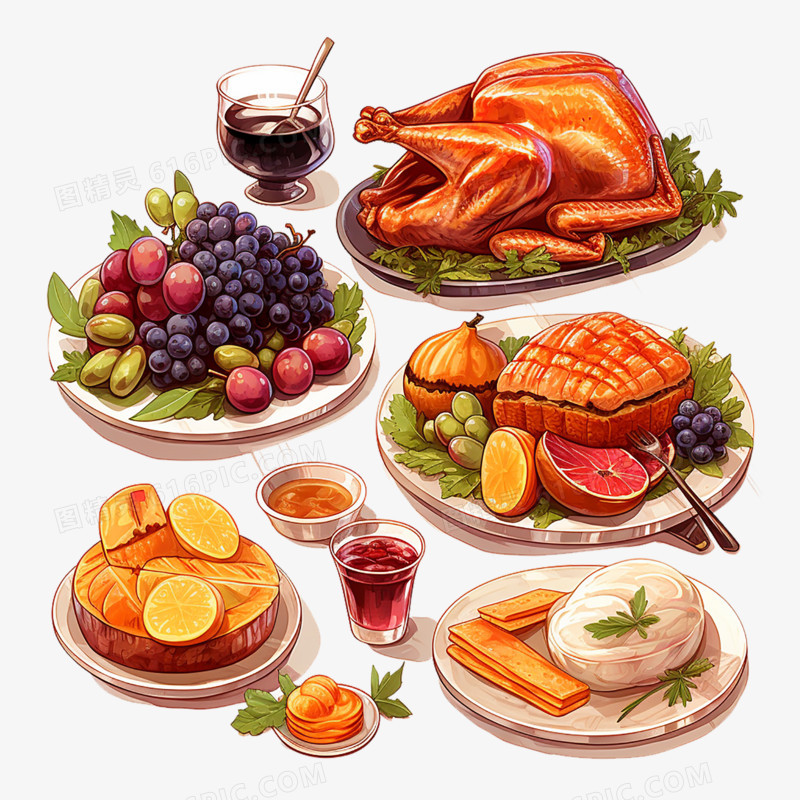 感恩节各种食物免抠元素