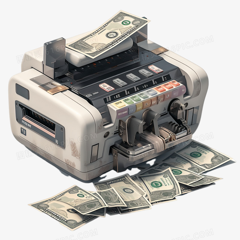 点钞机钞票机器免抠元素