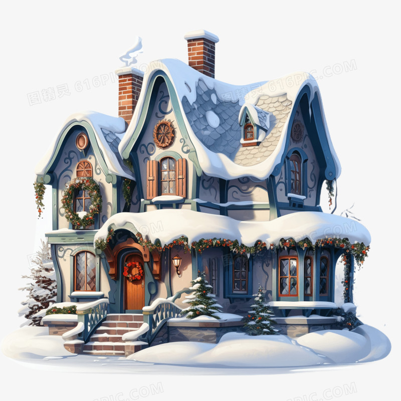 卡通圣诞房子免抠元素